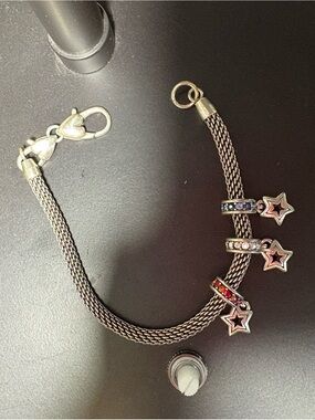Brighton silver-Tone Star Charm Bracelet with Multicolor Crystal Accents🇺🇸